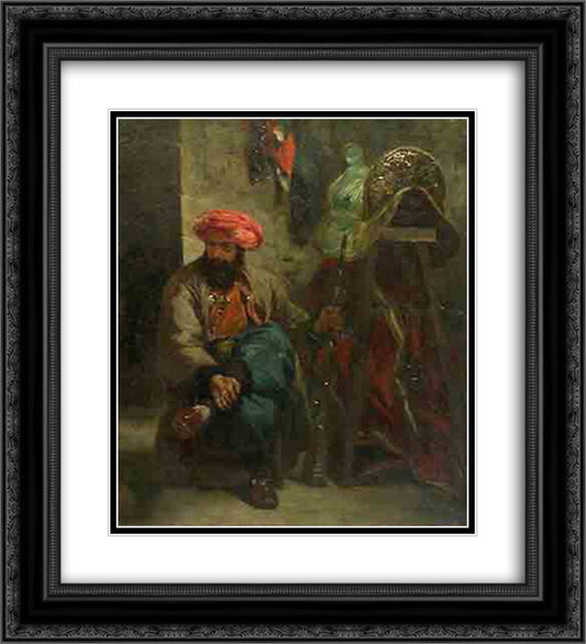 Turk with a Saddle 20x22 Black Ornate Wood Framed Art Print Poster with Double Matting by Delacroix, Eugene
