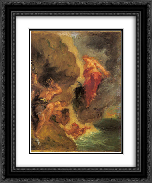 Winter Juno And Aeolus 20x24 Black Ornate Wood Framed Art Print Poster with Double Matting by Delacroix, Eugene