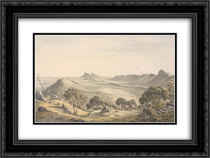 Australian Landscapes 24x18 Black Ornate Wood Framed Art Print Poster with Double Matting by von Guerard, Eugene
