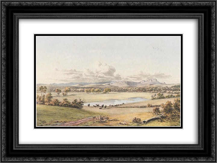 Ben Lomond, Epping Forest, Tasmania 24x18 Black Ornate Wood Framed Art Print Poster with Double Matting by von Guerard, Eugene