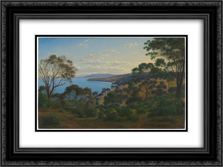 Dandenong Ranges from Beleura 24x18 Black Ornate Wood Framed Art Print Poster with Double Matting by von Guerard, Eugene