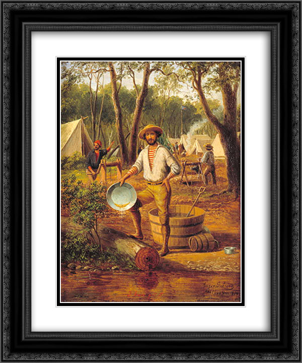 Eugene von Guerard, Ballarat 20x24 Black Ornate Wood Framed Art Print Poster with Double Matting by von Guerard, Eugene