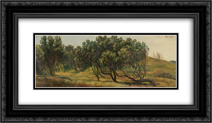 Honeysuckles, Cape Schanck 24x14 Black Ornate Wood Framed Art Print Poster with Double Matting by von Guerard, Eugene