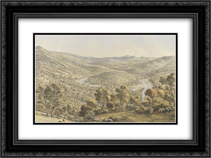 Junction of the Buchan and Snowy Rivers, Gippsland 24x18 Black Ornate Wood Framed Art Print Poster with Double Matting by von Guerard, Eugene