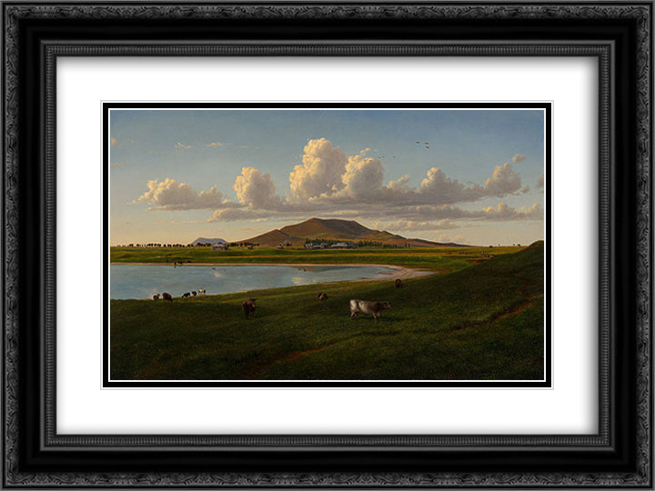 Koort Koort-nong homestead, near Camperdown, Victoria, with Mount Elephant in the distance 24x18 Black Ornate Wood Framed Art Print Poster with Double Matting by von Guerard, Eugene
