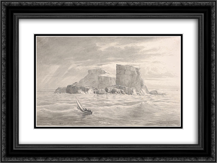 Lawrence Island near Portland 24x18 Black Ornate Wood Framed Art Print Poster with Double Matting by von Guerard, Eugene