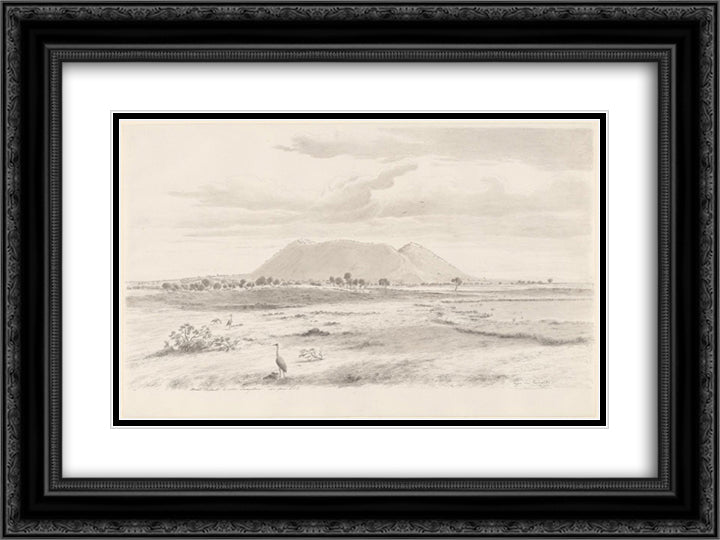 Mount Elephant 24x18 Black Ornate Wood Framed Art Print Poster with Double Matting by von Guerard, Eugene