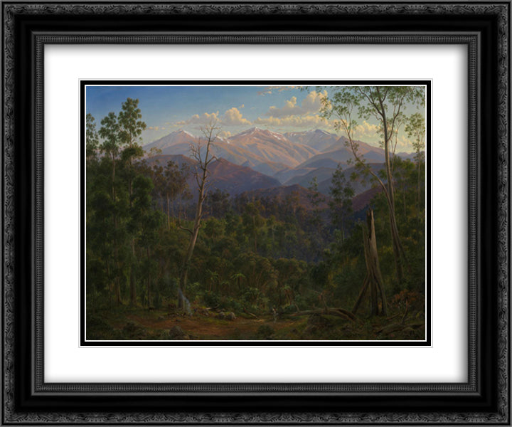 Mount Kosciusko, seen from the Victorian border (Mount Hope Ranges) 24x20 Black Ornate Wood Framed Art Print Poster with Double Matting by von Guerard, Eugene