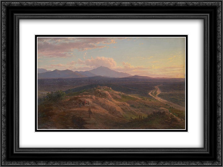 Mount Langi from Pleasant Creek 24x18 Black Ornate Wood Framed Art Print Poster with Double Matting by von Guerard, Eugene