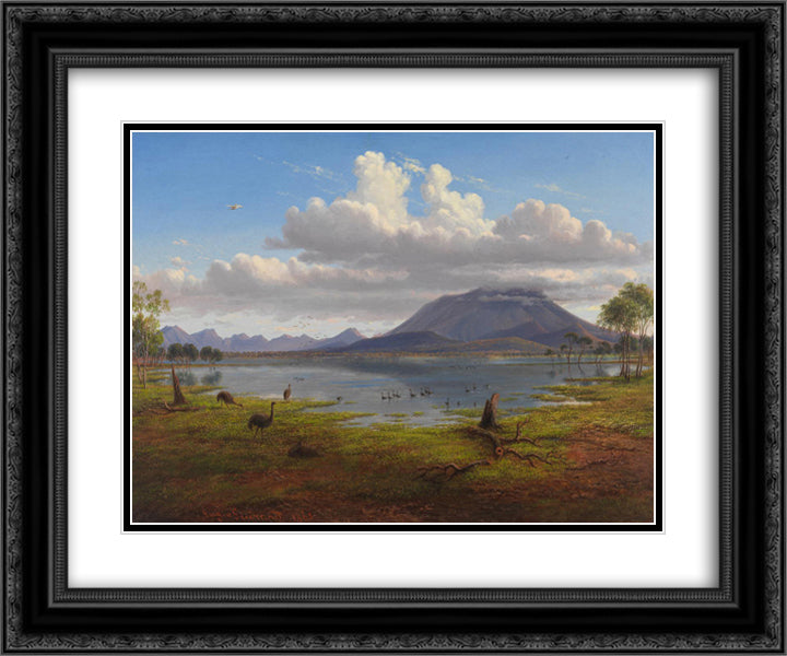Mount William and part of the Grampians in West Victoria 24x20 Black Ornate Wood Framed Art Print Poster with Double Matting by von Guerard, Eugene