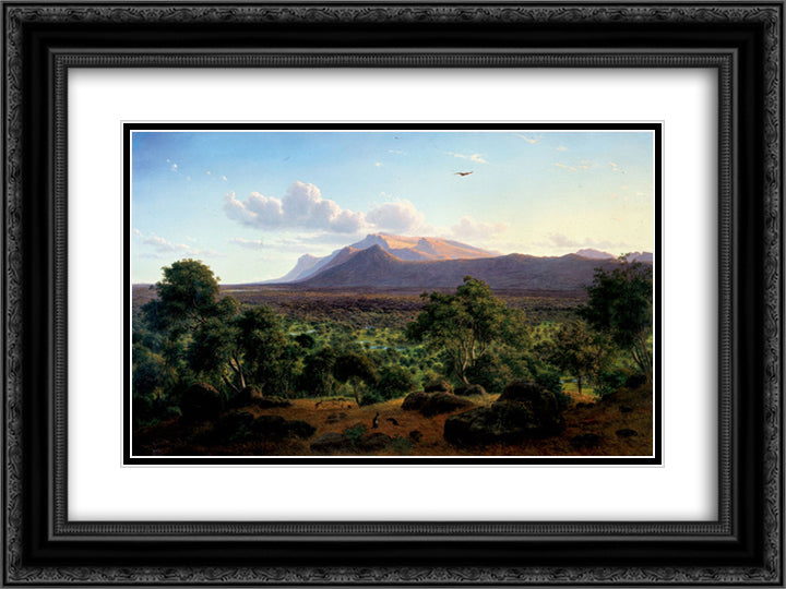 Mount William from Mount Dryden 24x18 Black Ornate Wood Framed Art Print Poster with Double Matting by von Guerard, Eugene