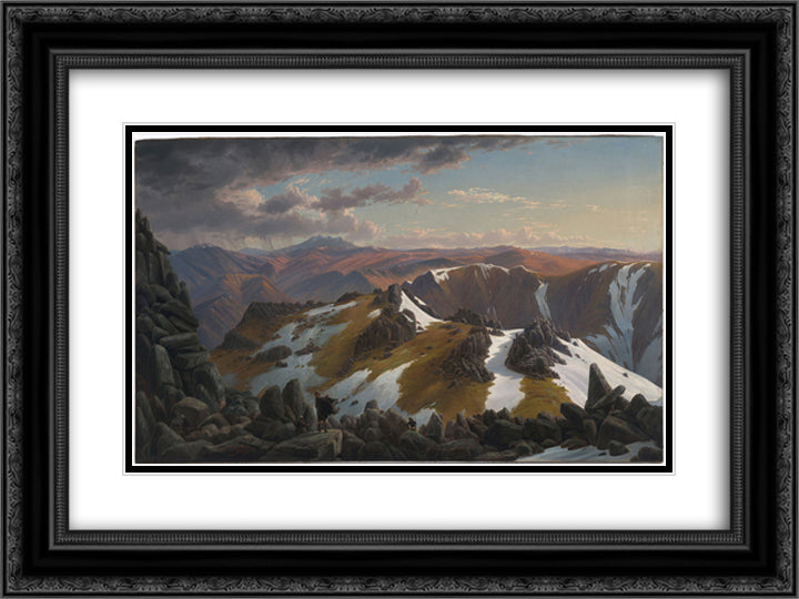 North-east view from the northern top of Mount Kosciusko 24x18 Black Ornate Wood Framed Art Print Poster with Double Matting by von Guerard, Eugene