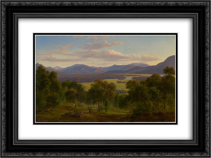 Spring in the valley of the Mitta Mitta with the Bogong Ranges in the distance 24x18 Black Ornate Wood Framed Art Print Poster with Double Matting by von Guerard, Eugene
