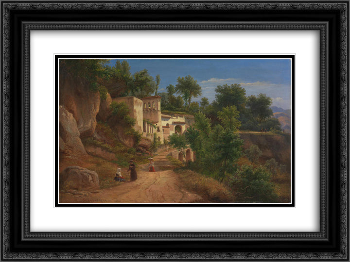 The Hermitage of St Maria of the Avvocatella near Naples 24x18 Black Ornate Wood Framed Art Print Poster with Double Matting by von Guerard, Eugene