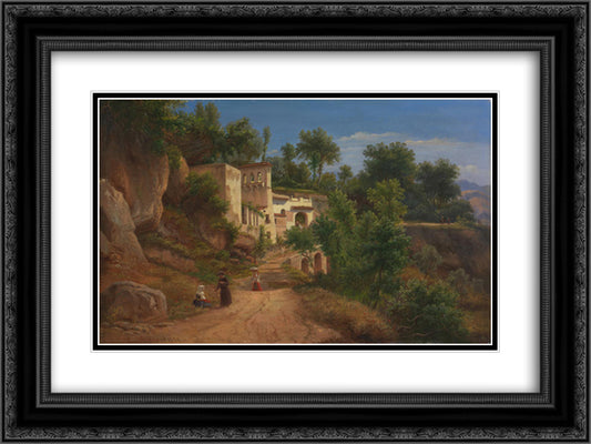 The Hermitage of St Maria of the Avvocatella near Naples 24x18 Black Ornate Wood Framed Art Print Poster with Double Matting by von Guerard, Eugene