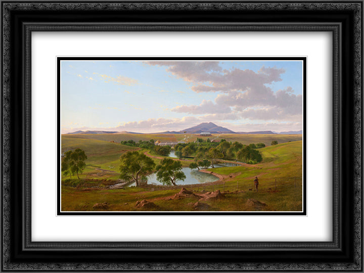 Yalla-y-Poora 24x18 Black Ornate Wood Framed Art Print Poster with Double Matting by von Guerard, Eugene