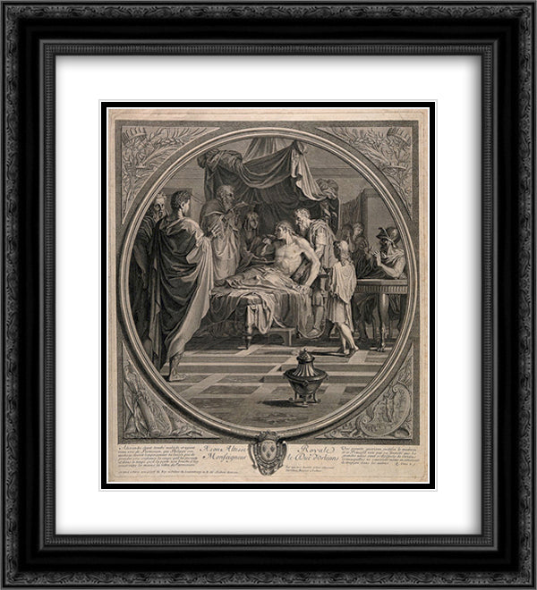 Alexander the Great demonstrates his trust in his physician 20x22 Black Ornate Wood Framed Art Print Poster with Double Matting by Le Sueur, Eustache
