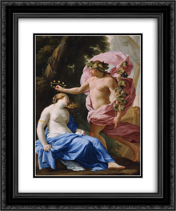 Bacchus and Ariadne 20x24 Black Ornate Wood Framed Art Print Poster with Double Matting by Le Sueur, Eustache