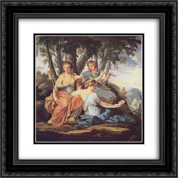 Clio, Euterpe and Thalia 20x20 Black Ornate Wood Framed Art Print Poster with Double Matting by Le Sueur, Eustache