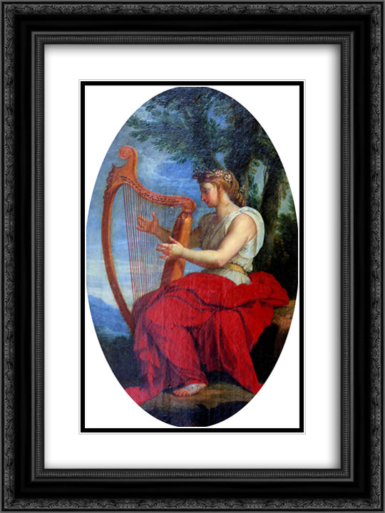 The Muse Calliope 18x24 Black Ornate Wood Framed Art Print Poster with Double Matting by Le Sueur, Eustache