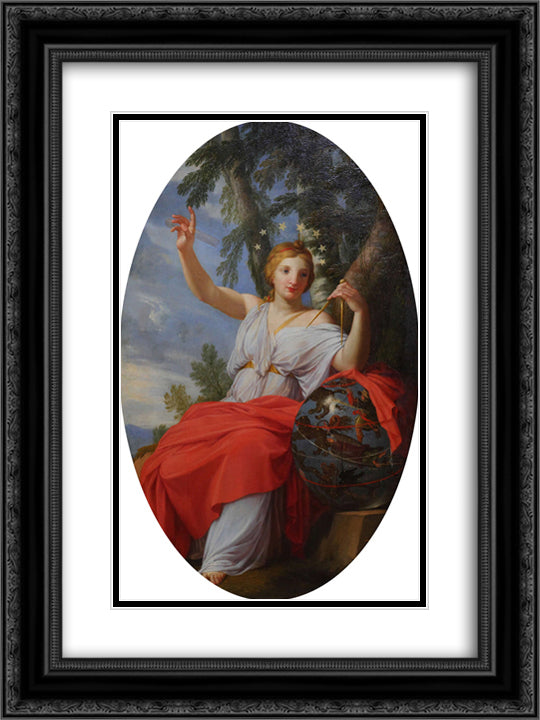 The Muse Urania 18x24 Black Ornate Wood Framed Art Print Poster with Double Matting by Le Sueur, Eustache