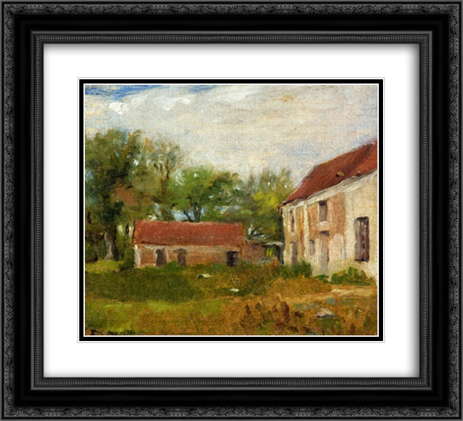 Farm at Rebais 22x20 Black Ornate Wood Framed Art Print Poster with Double Matting by Gonzales, Eva