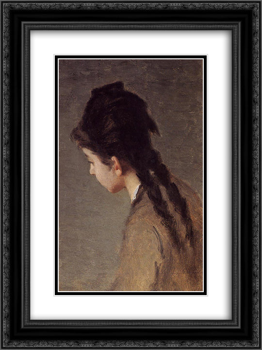 Portrait of Jeanne Gonzales in Profile 18x24 Black Ornate Wood Framed Art Print Poster with Double Matting by Gonzales, Eva