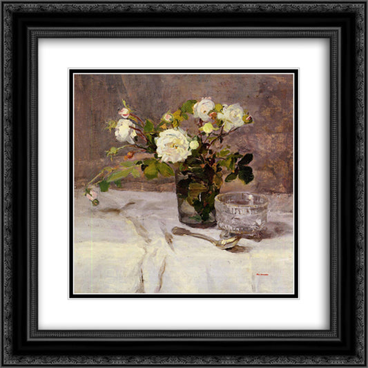 Roses in a Glass 20x20 Black Ornate Wood Framed Art Print Poster with Double Matting by Gonzales, Eva