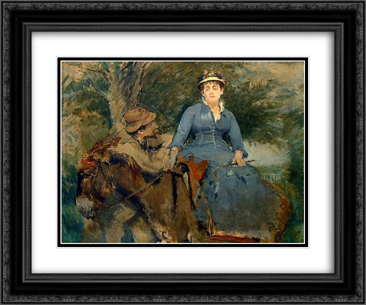 The Donkey Ride 24x20 Black Ornate Wood Framed Art Print Poster with Double Matting by Gonzales, Eva