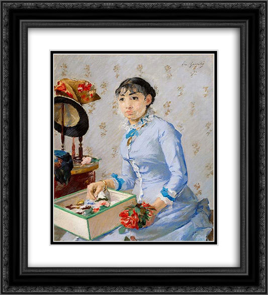 The Milliner 20x22 Black Ornate Wood Framed Art Print Poster with Double Matting by Gonzales, Eva