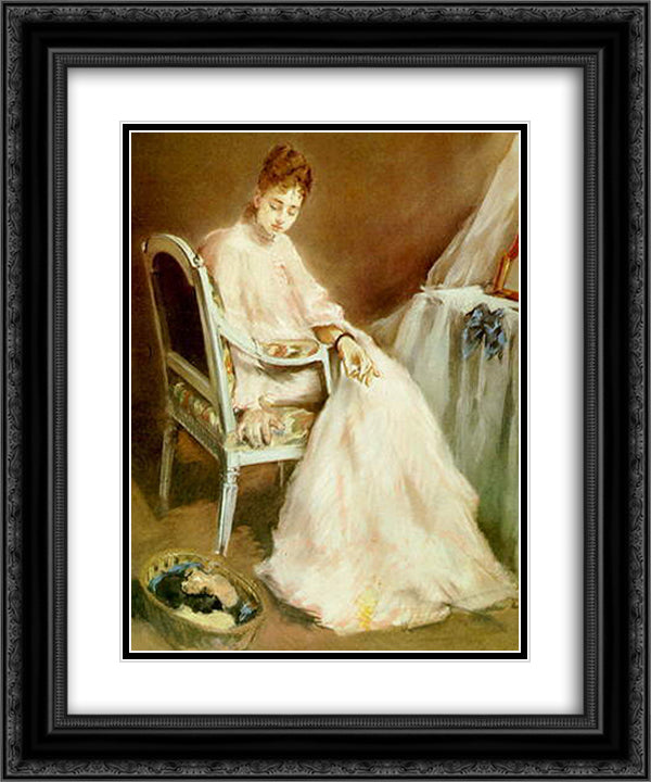 Women in White 20x24 Black Ornate Wood Framed Art Print Poster with Double Matting by Gonzales, Eva