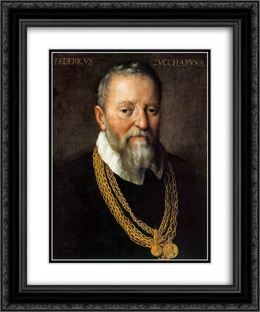 Portrait of Federico Zuccari 20x24 Black Ornate Wood Framed Art Print Poster with Double Matting by Galizia, Fede