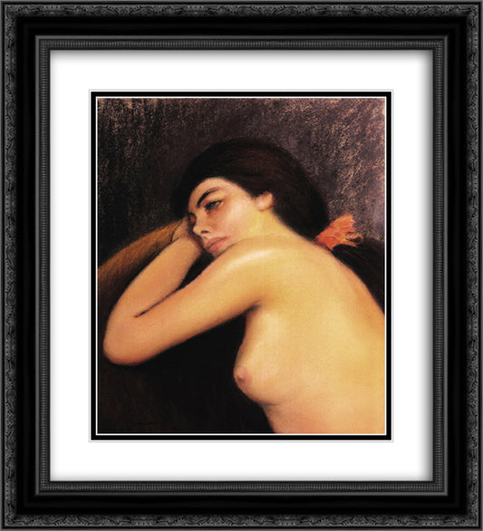 Chest of a Young Girl 20x22 Black Ornate Wood Framed Art Print Poster with Double Matting by Zandomeneghi, Federico