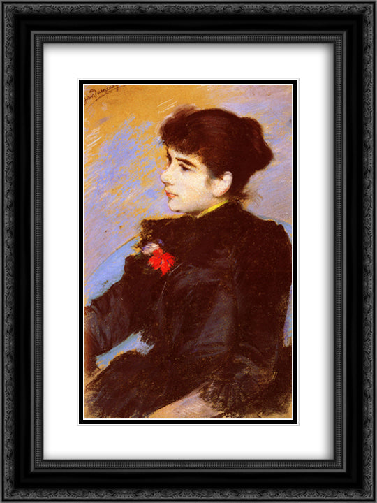 Little girl 18x24 Black Ornate Wood Framed Art Print Poster with Double Matting by Zandomeneghi, Federico