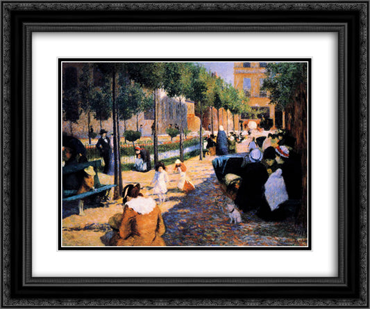 Place d'Anvers, Paris 24x20 Black Ornate Wood Framed Art Print Poster with Double Matting by Zandomeneghi, Federico