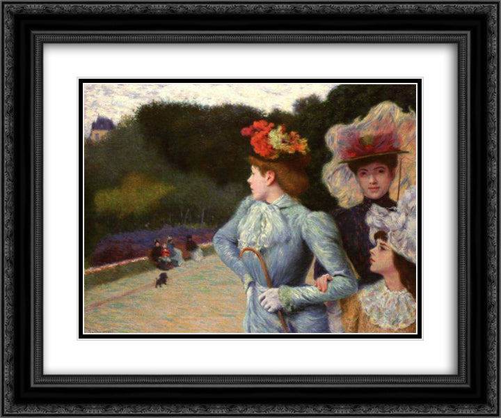 Promenade 24x20 Black Ornate Wood Framed Art Print Poster with Double Matting by Zandomeneghi, Federico