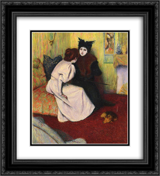 The Conversation 20x22 Black Ornate Wood Framed Art Print Poster with Double Matting by Zandomeneghi, Federico