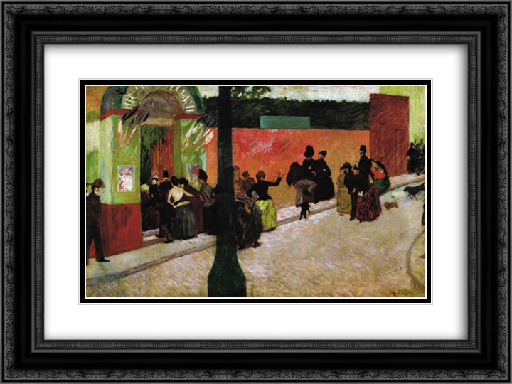 The Moulin de la Galette 24x18 Black Ornate Wood Framed Art Print Poster with Double Matting by Zandomeneghi, Federico