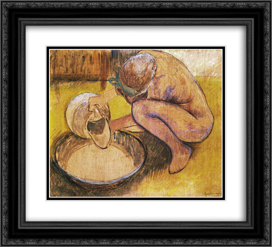 The washtub 22x20 Black Ornate Wood Framed Art Print Poster with Double Matting by Zandomeneghi, Federico