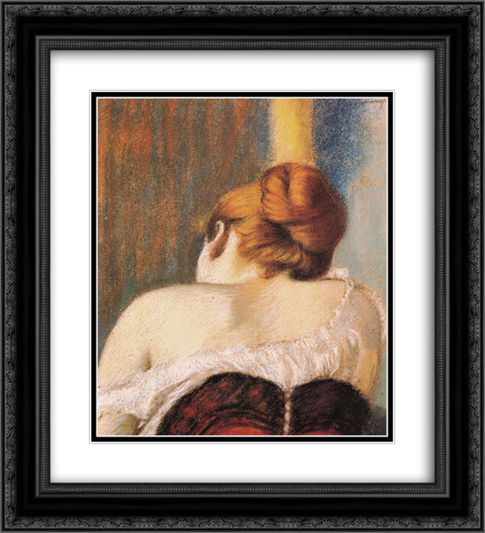 Woman in corset 20x22 Black Ornate Wood Framed Art Print Poster with Double Matting by Zandomeneghi, Federico