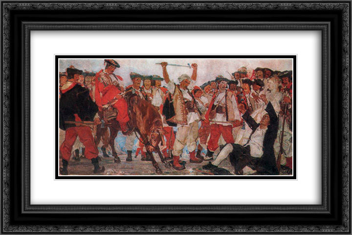 Dovbush 24x16 Black Ornate Wood Framed Art Print Poster with Double Matting by Krychevsky, Fedir