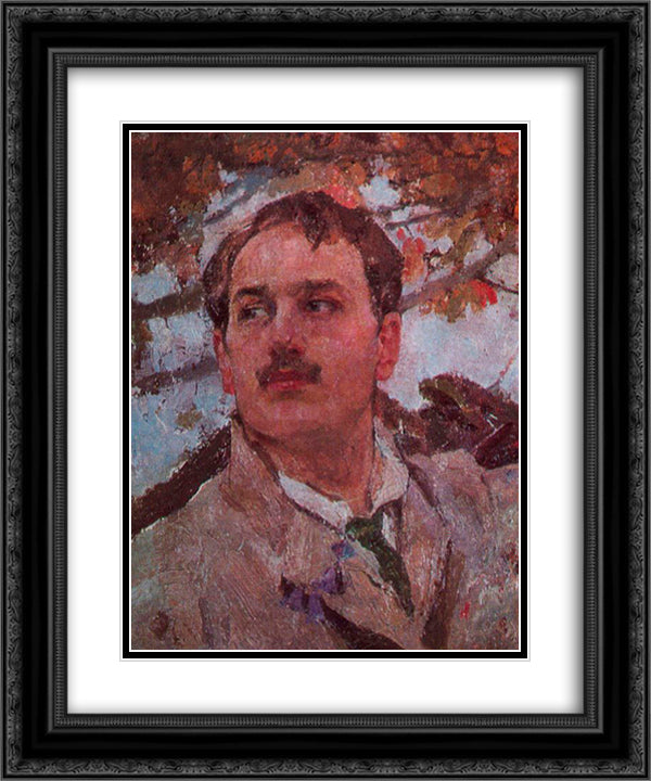 Self-portrait 20x24 Black Ornate Wood Framed Art Print Poster with Double Matting by Krychevsky, Fedir