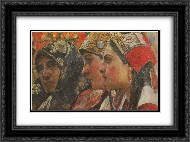 Three ages 24x18 Black Ornate Wood Framed Art Print Poster with Double Matting by Krychevsky, Fedir