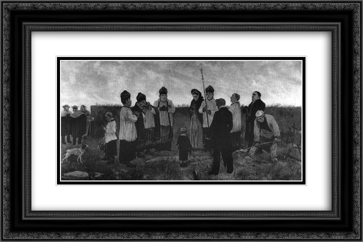 Burial in the Walloon Country 24x16 Black Ornate Wood Framed Art Print Poster with Double Matting by Rops, Felicien