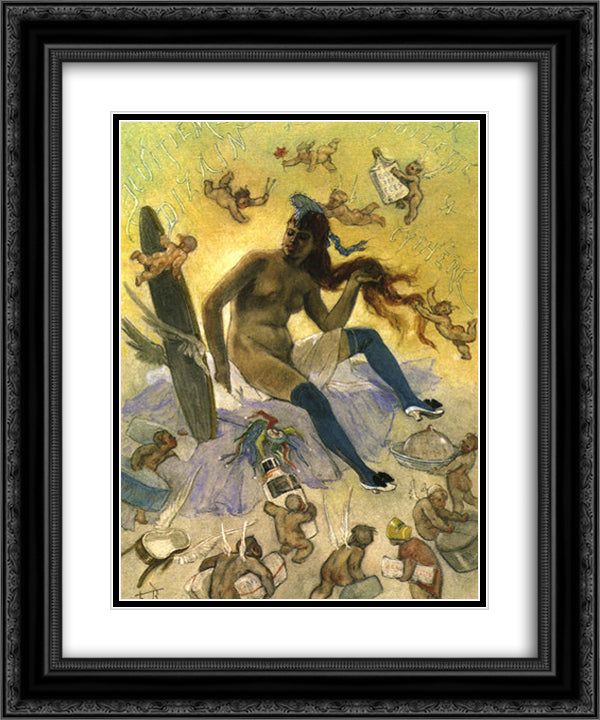 Cythera's Toilette 20x24 Black Ornate Wood Framed Art Print Poster with Double Matting by Rops, Felicien