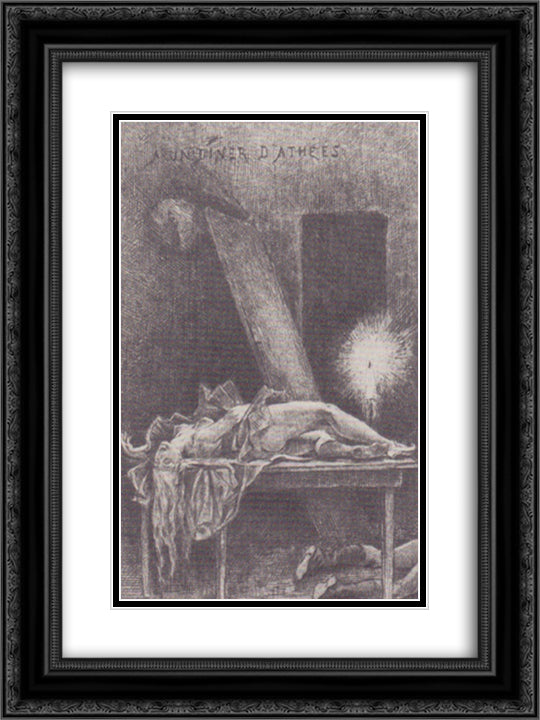 Dinner with Atheists 18x24 Black Ornate Wood Framed Art Print Poster with Double Matting by Rops, Felicien