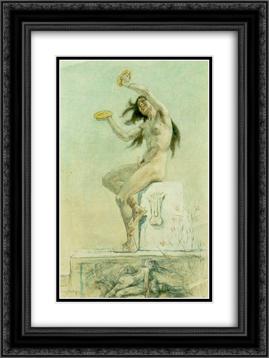 Gozo Hermafrodita 18x24 Black Ornate Wood Framed Art Print Poster with Double Matting by Rops, Felicien