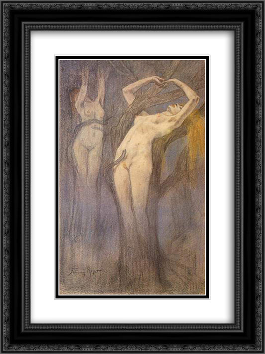 Hamadryad 18x24 Black Ornate Wood Framed Art Print Poster with Double Matting by Rops, Felicien