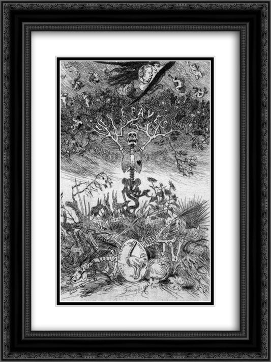 Illustration for 'Les Epaves' by Charles Baudelaire 18x24 Black Ornate Wood Framed Art Print Poster with Double Matting by Rops, Felicien