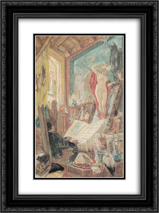 Incantation 18x24 Black Ornate Wood Framed Art Print Poster with Double Matting by Rops, Felicien